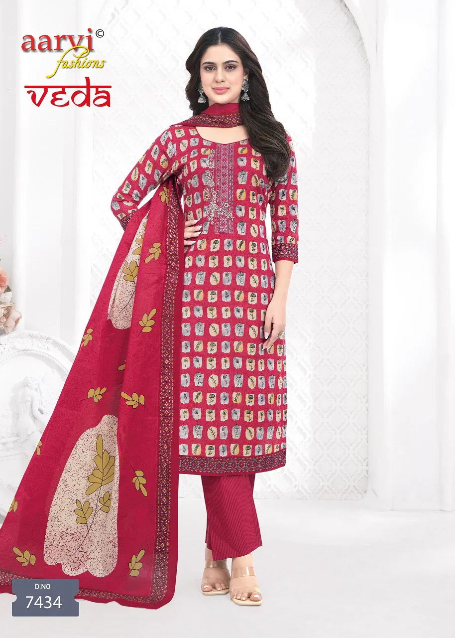 Veda Vol 1 By Aarvi Cotton Printed Kurti With Bottom Dupatta Online Wholesale